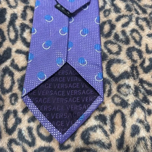 Versace Purple Patterned Silk Necktie Tie